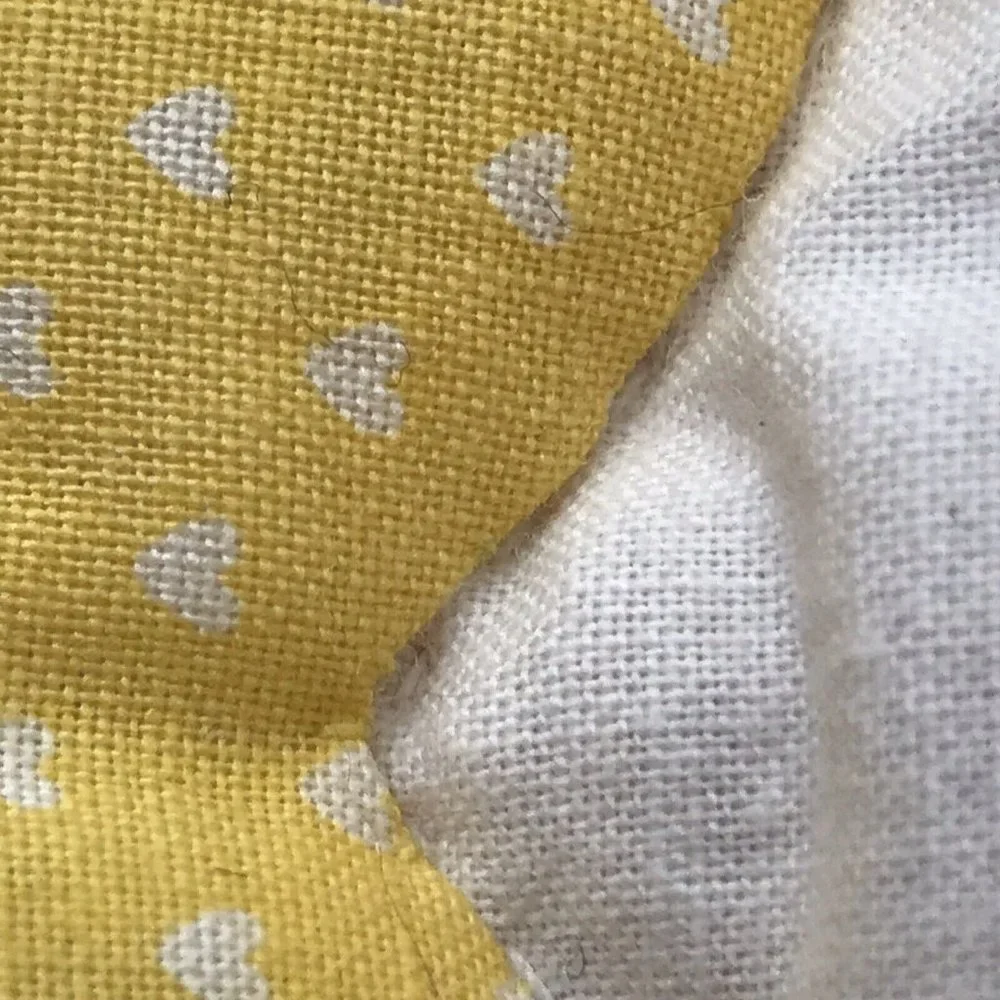 Hand tied puffy hearts quilt applique floral micro print blue‎ polka dot 33x34